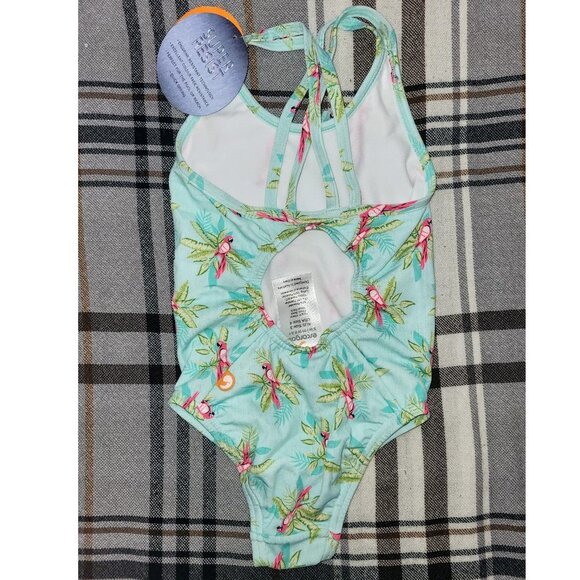 Toddler Girls Bathing Suit, One Piece Parrot Print Swim Suit, size 4 - Picture 4 of 5